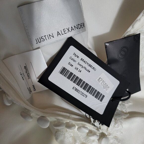 NWT~$2150~JUSTIN ALEXANDER~10/12~IVORY FIT & FLARE MERMAID LACE WEDDING DRESS - Picture 15 of 16
